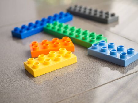 Plastic toy blocks, background conceptの写真素材