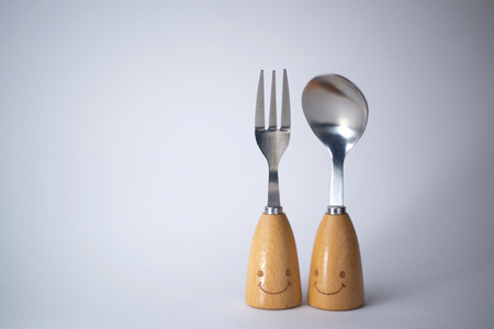 fork and spoon  Wooden handleの写真素材