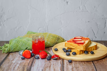Bread and Strawberry Jamの写真素材