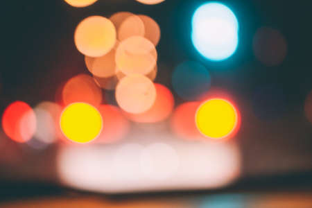 Bokeh from the car's taillights at nightの写真素材