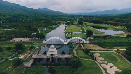 White Bridge in Lamphun Province, a historical railway track, a unique identity on the Siam Railwayの写真素材