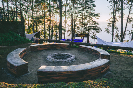 The tent-camping area at the viewpoint is a popular spot for people to pitch tents to watch the...