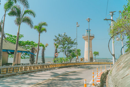 An old lighthouse located on the beach.の写真素材