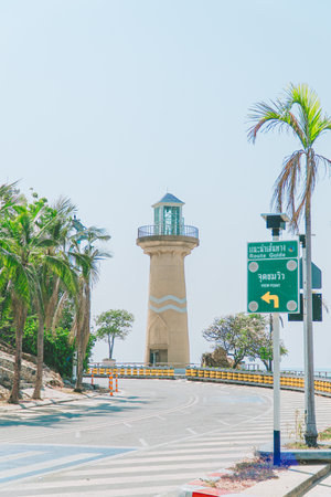 An old lighthouse located on the beach in Pattaya.の写真素材