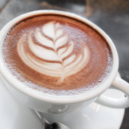 Coffee is a brewed beverage prepared from the roasted seeds of several species of an evergreen shrub of the genus Coffeaの写真素材