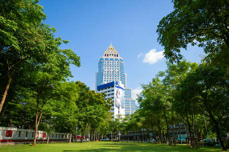 The modern building among natural parkのeditorial素材