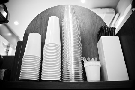 Black and White Coffee Cupsの写真素材