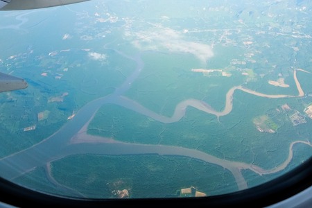 Top view of the land  from airplane window.