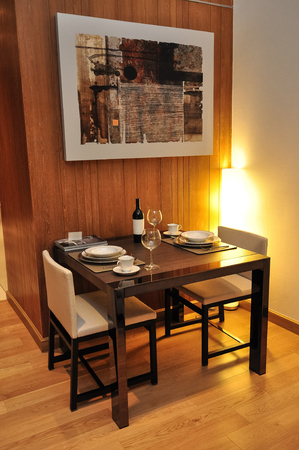 Cafe table setting with luxury style decorations.の写真素材