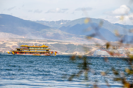 Yacht at Erhai lake Dali,, Yunnan province, Chinaのeditorial素材