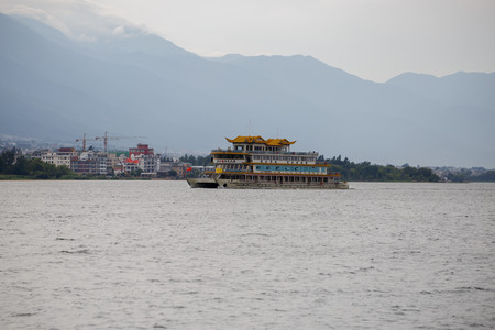 architecture and landscape at Erhai lake Dali,, Yunnan province, Chinaのeditorial素材