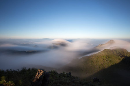 sunset in the mountains Doi Luang Chiang Dao , Chiang Mai ,Thailandの写真素材