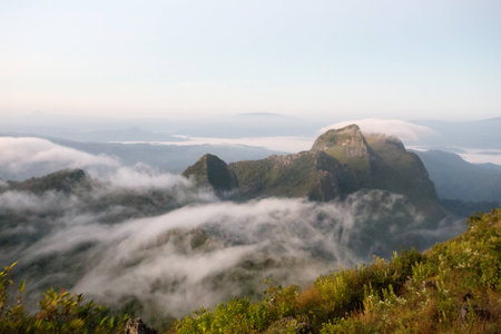Cloudy sky over the mountains, Doi Luang Chiang Dao , Chiang Mai ,Thailandの写真素材