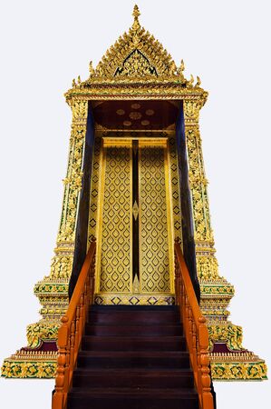 Thai panting of Wood door  In Thai Temple の写真素材