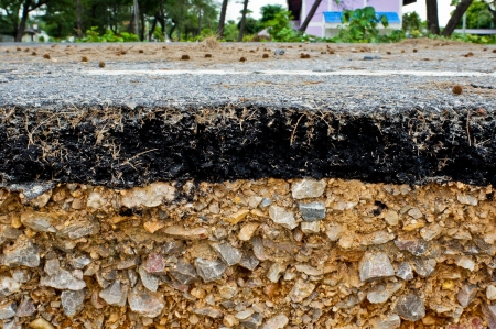 Road damage from sea erosion の写真素材