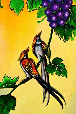 TRANG, THAILAND - AUG 4: Chinese style paintings at San Jao Mae Guan Yim (Guan Yim temple) on Aug 4, 2012 in Trang, Thailand.のeditorial素材