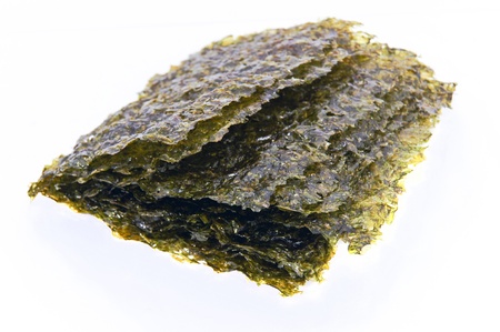 East cooking - Crispy seaweed isolated on whiteの写真素材