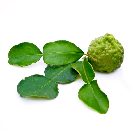 Kaffir lime on white background
