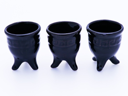 Black tea cup of Chinese on white backgroundの写真素材