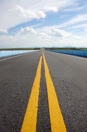 Empty road and the traffic lines.の写真素材