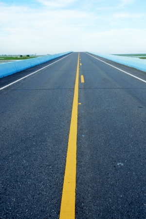 Empty road and the traffic lines.の写真素材
