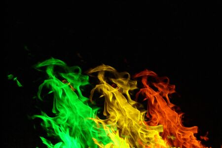 Fire flames on black backgroundの写真素材