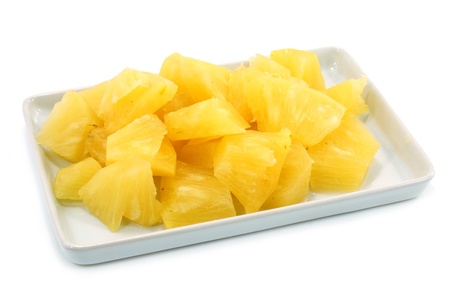 Pineapple slices in a white background.の写真素材