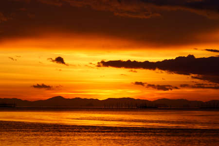 Appreciated the sunset on the lake, southern Thailand の写真素材