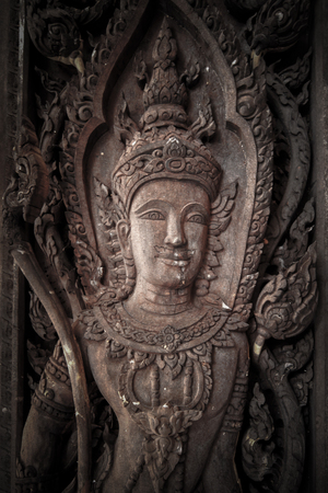 Old Thailand Wood Carving Artの写真素材