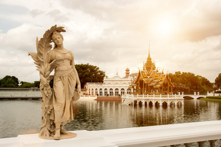 Vintage of Stone sculpture for garden decoration at Bang Pa-In Palace, Thailand.のeditorial素材