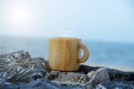 Coffee on the beach.の写真素材