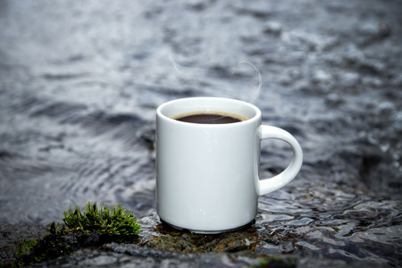 Refreshments and coffee on the rocks at the falls.の写真素材