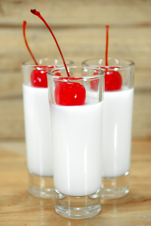 Jelly Pudding with Red Cherry.の写真素材