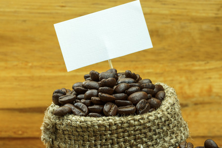 Coffee Beans in a Bag with paper tag.の写真素材