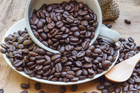 roasted coffee beansの写真素材