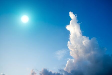 blue sky with white couldの写真素材