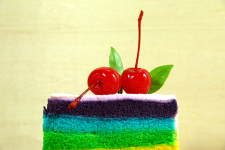 cake and red cherriesの写真素材