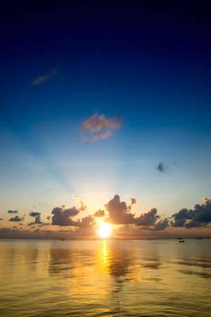 Sunset at the lake in summer season.の写真素材