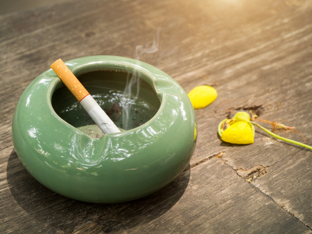 cigarette on an ashtrayの写真素材