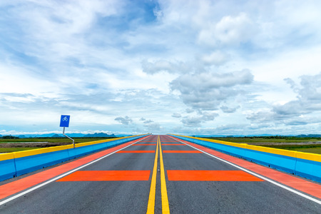 Empty road and colorful the traffic lines.の写真素材