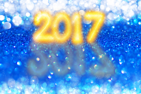Blue Sparkling Glitter bokeh Background.