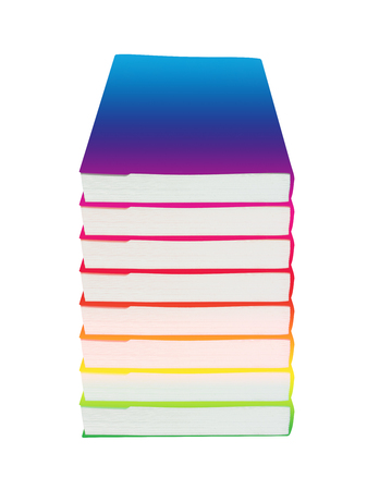 Eight Sketch books with black cover on white background.の写真素材