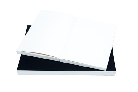 Sketch book are open blank page on white background.の写真素材