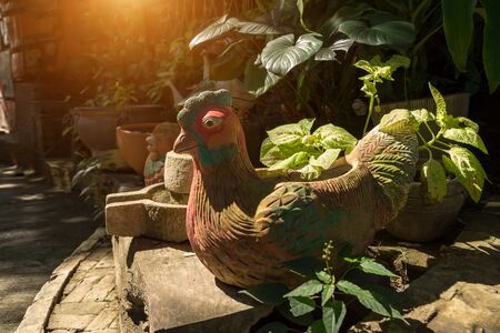 Chicken statue in the garden.の写真素材