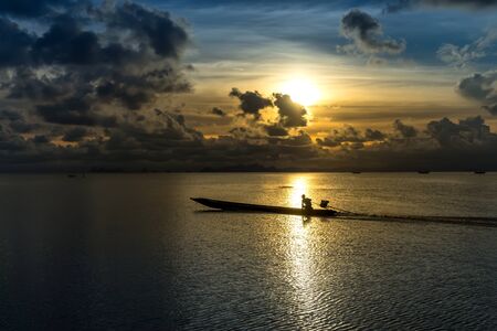 Sunset sky and cloud on the lake.の写真素材