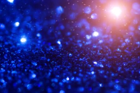 Blue Sparkling Glitter bokeh Background.の写真素材
