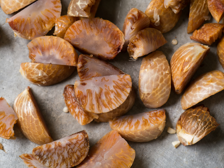 Close-up of Betel nut (Areca catechu) cut.の写真素材