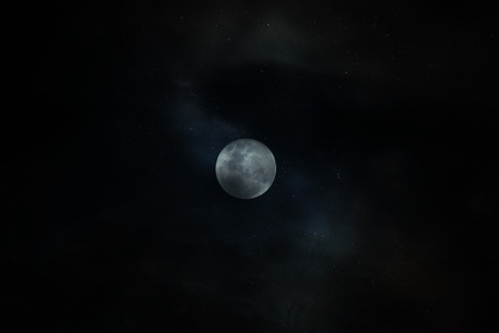 The full moon with star in the dark night.
