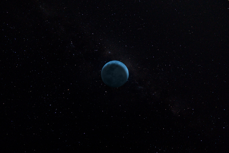 super blue lunar eclipse in the dark night with star.