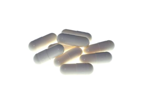 White capsule on white background.の写真素材